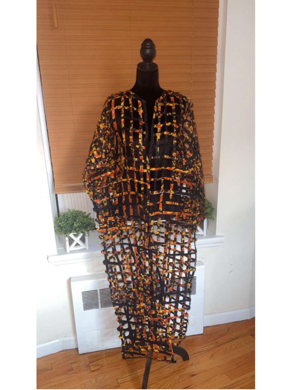Handmade Ankara Duster Jacket African Wax Print Long Kimono One Size - Picture 4 of 11
